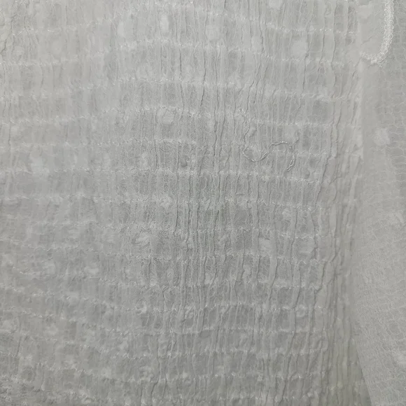 Zara White Smocked Peplum Blouse Small Boho Ruffle Sheer Top Feminine Romantic - Picture 5 of 8